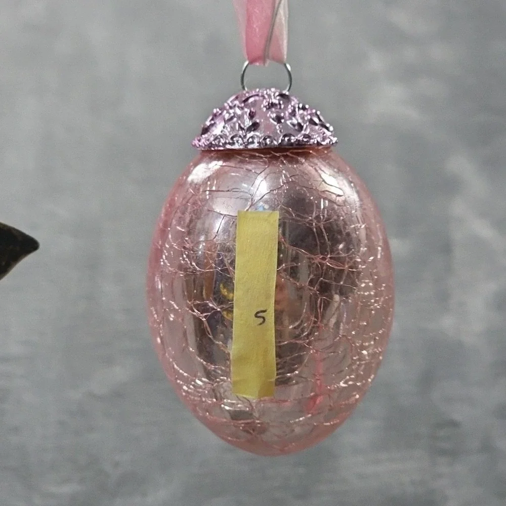 Vintage Easter Egg‎ Crackle Iridescent Glass Kugel Style - 4